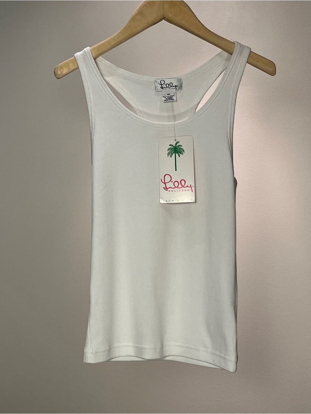 NWT Lilly Pulitzer Beach Tank White Pima Cotton Racerback XS
